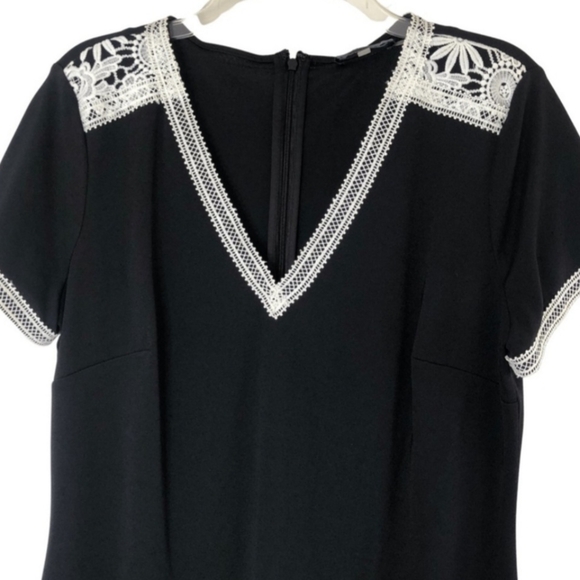 KARL LAGERFELD  Black Short Sleeve Embroidered Dress 8 - Picture 5 of 6